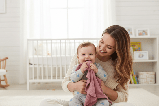 Doudou Lapin Bébé avec Maman et bébé - doudou lapin rose