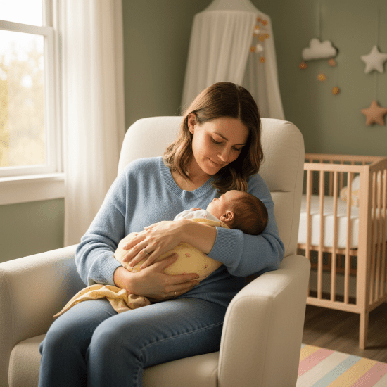  Doudou Bébé Câlin Doux Complice - Peluche Réconfortante
Maman et bébé endormi avec doudou jaune