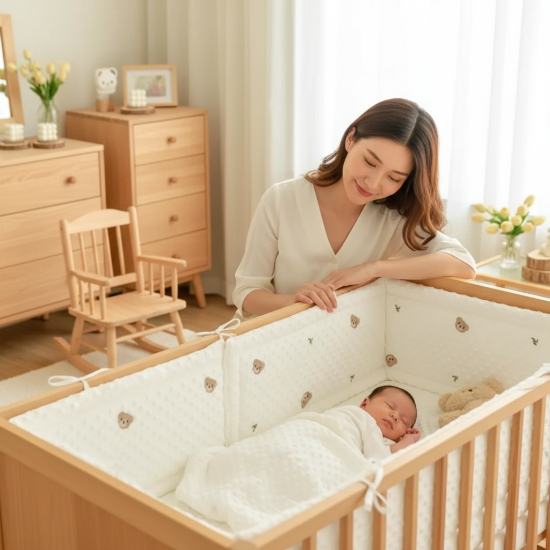 Tour de lit complet pour bébé Maman et bébé endormi