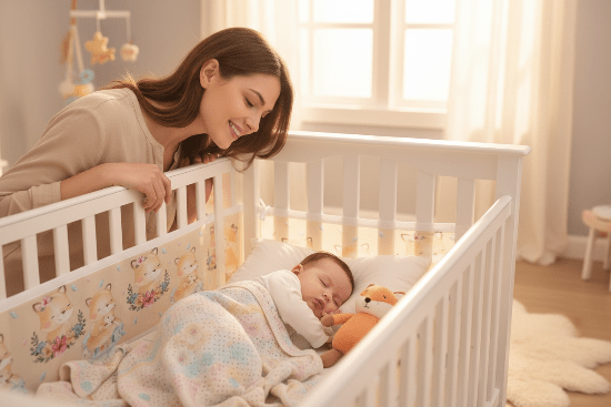 tour de lit respirant et Maman et bébé - motif fleuri
