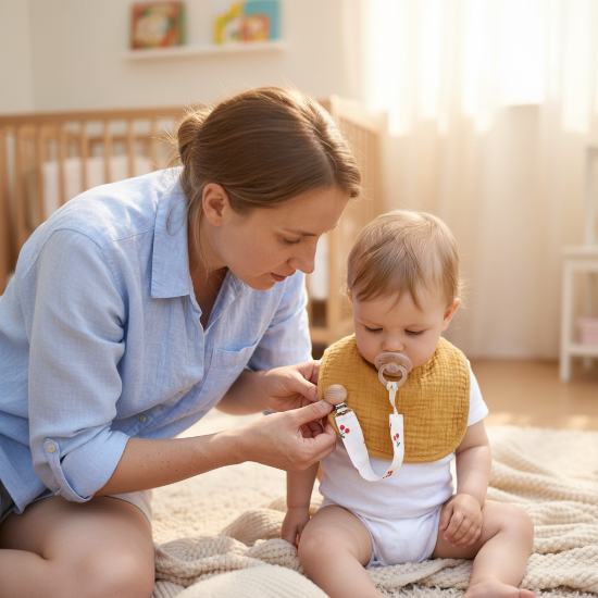 sucette clip Maman et bébé pique-nique avec attache-tétine
