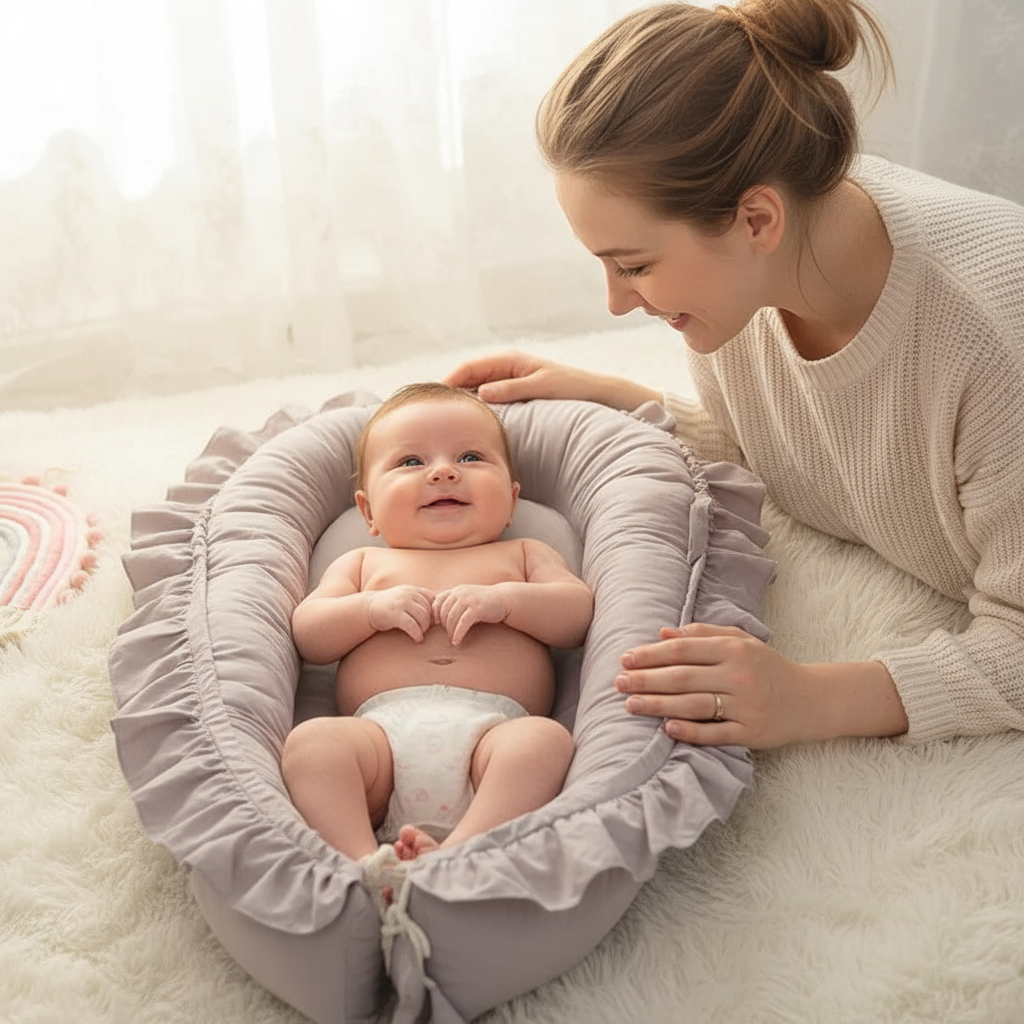 Maman et bébé souriant