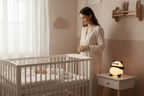 veilleuse bébé avec sa Maman regardant son bébé dormir avec veilleuse panda