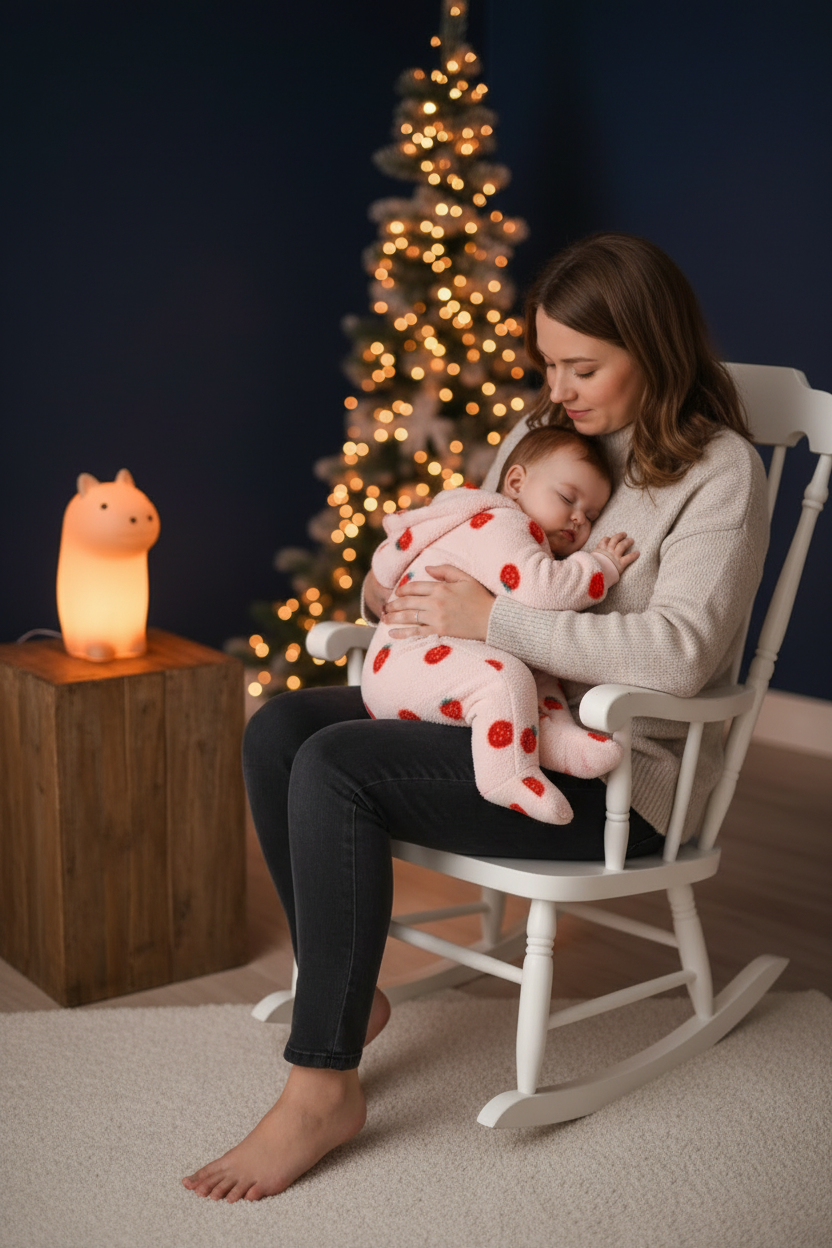 barboteuse bebe fille  Maman rocking chair bébé endormie combinaison fraises nuit