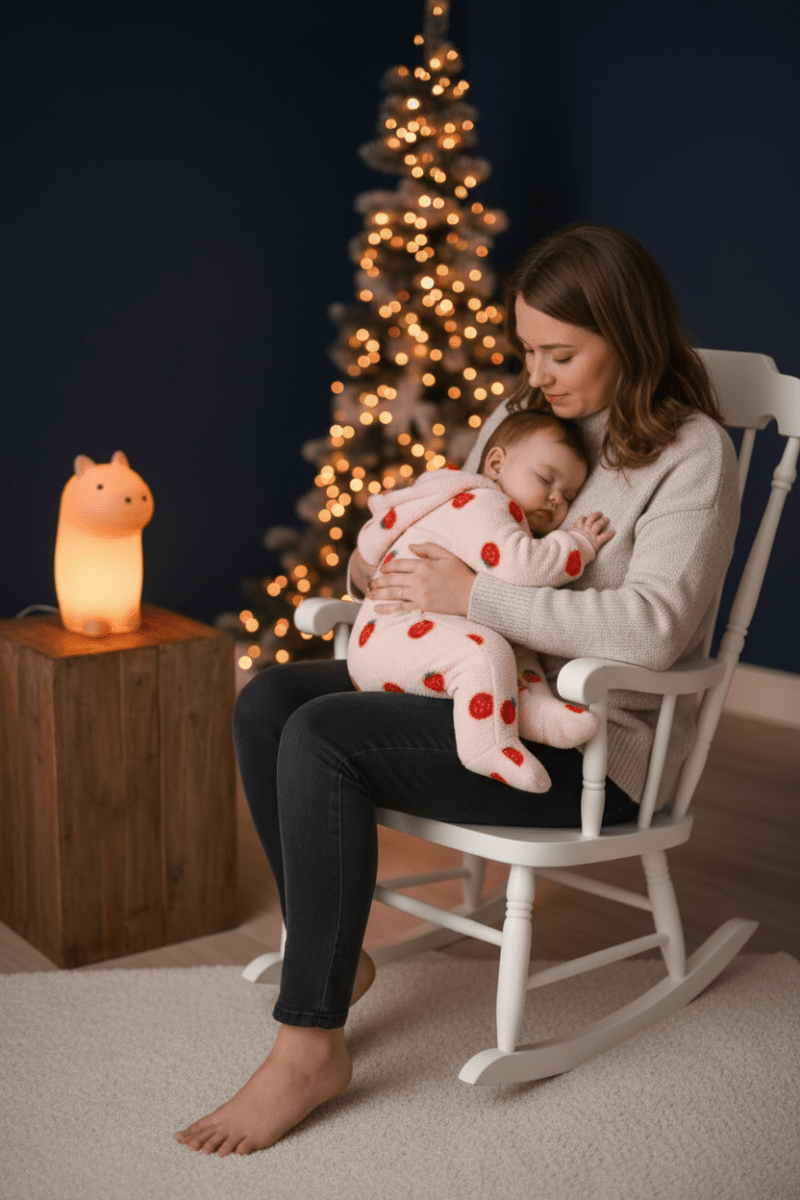 barboteuse bebe fille  Maman rocking chair bébé endormie combinaison fraises nuit