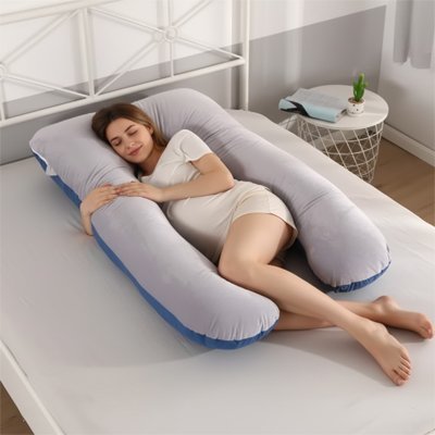 meilleur coussin de grossesse gris et bleu