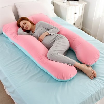 meilleur coussin de grossesse rose et bleu pale