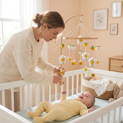 mobile lit bébé petit bebe jaune 