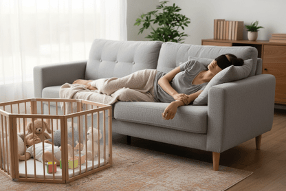 Masque de sommeil Moment de repos pour maman avec bébé dans son parc