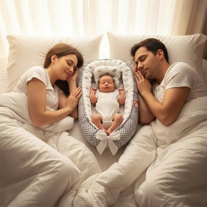 Réducteur de lit cododo bebe heureux avec ses parents