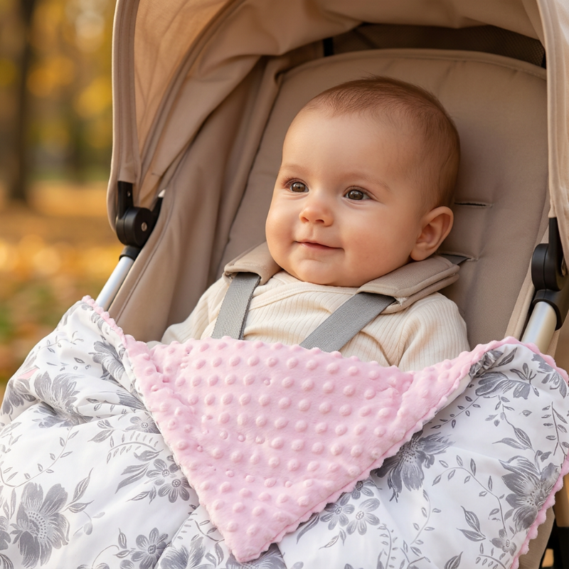 nid d'ange fille Gros plan sur bébé avec la couverture rose fleurie