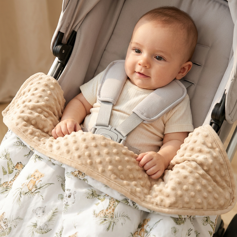 nid d'ange fille Gros plan sur bébé avec la couverture safari beige