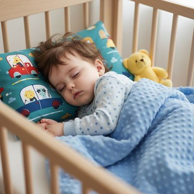 oreiller pour bebe couverture bleue