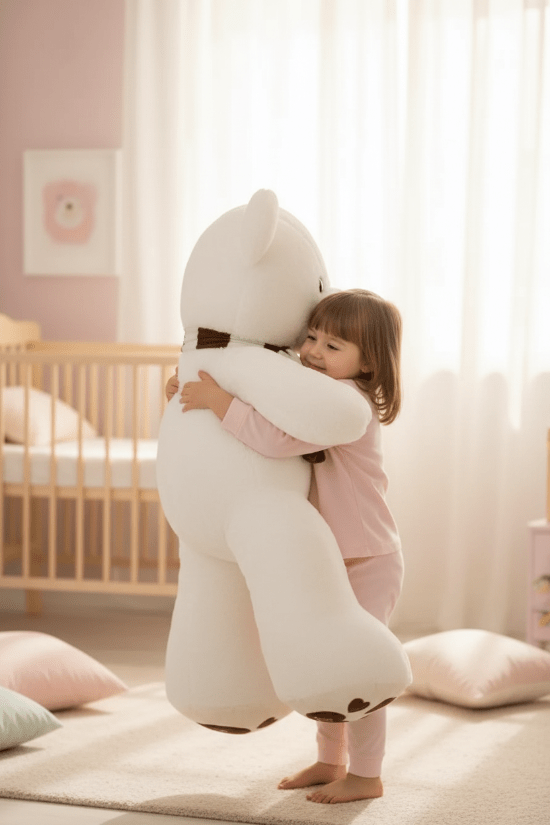 Ourson Peluche Gros Compagnon - Doudou Géant
ourson en peluche Fillette câlinant l'ourson blanc 80cm