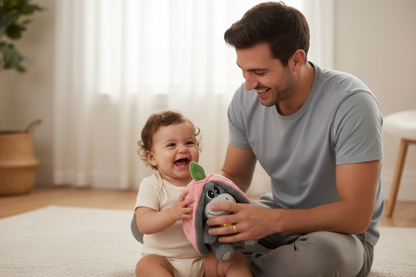 Peluche qui respire et Papa bébé peluche âne rose