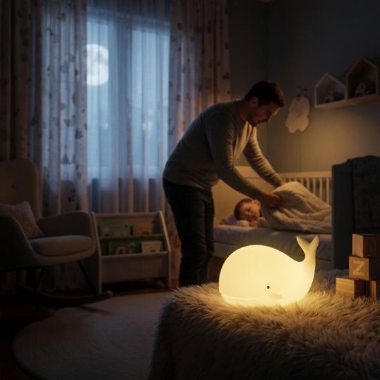 Veilleuse bebe avec  Papa et bébé avec veilleuse baleine