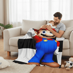 couverture Bébé et Papa et bébé sous couverture Mario noir et blanc