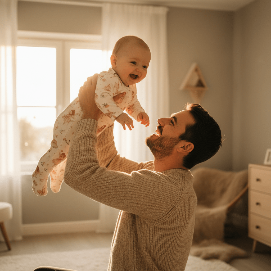 pyjama bébé fille et son Papa fait voler bébé pyjama fées