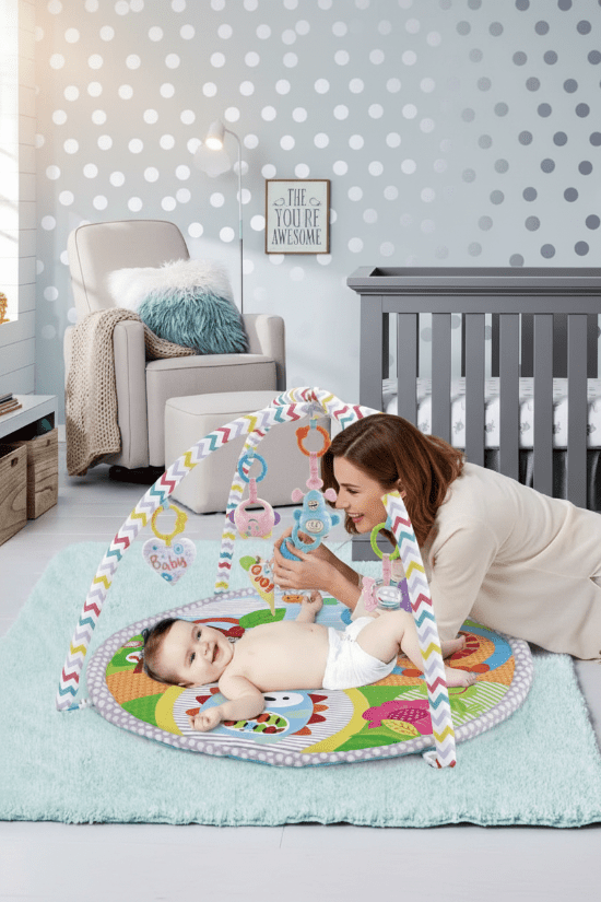 tapis d'eveil bebe Pastel chevron maman joue bébé