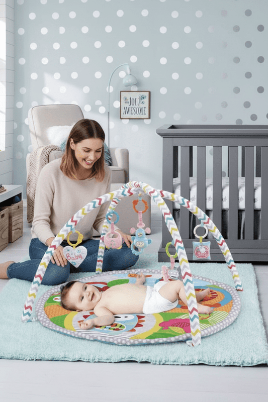 tapis d'eveil bebe Pastel chevron maman nurserie