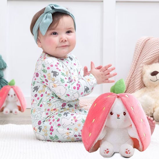 doudou calin Peluche lapin assise bebe