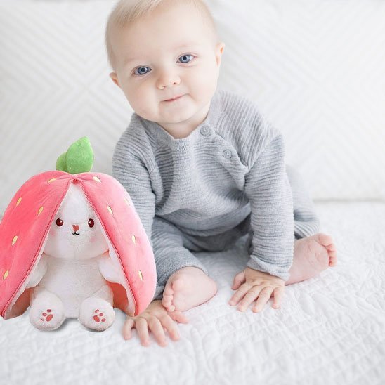doudou calin Peluche lapin bebe curieux