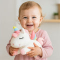  bebe Licorne peluche blanche et bebe sourire