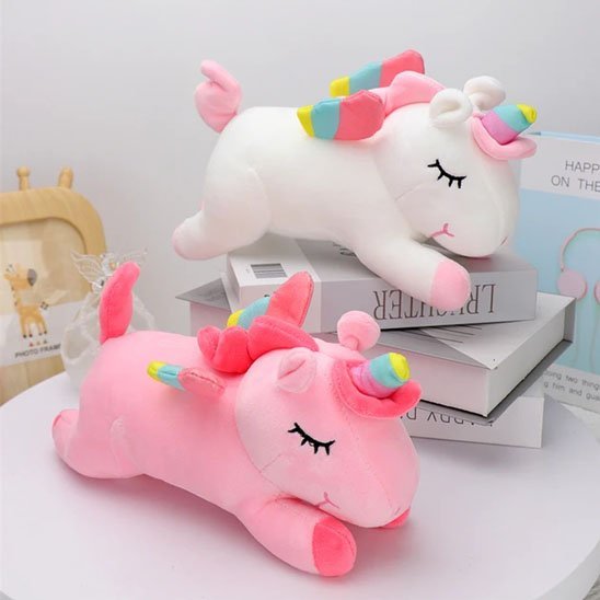 bebe Licorne peluche blanche et rose