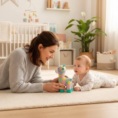 peluche d'éveil Maman bébé face à face