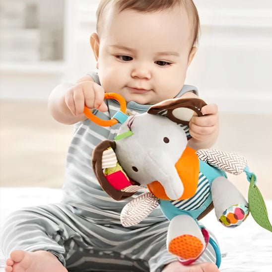 peluche musicale bebe
 pour petit garçon d’un éléphant avec  jouet de dentition et miroir 