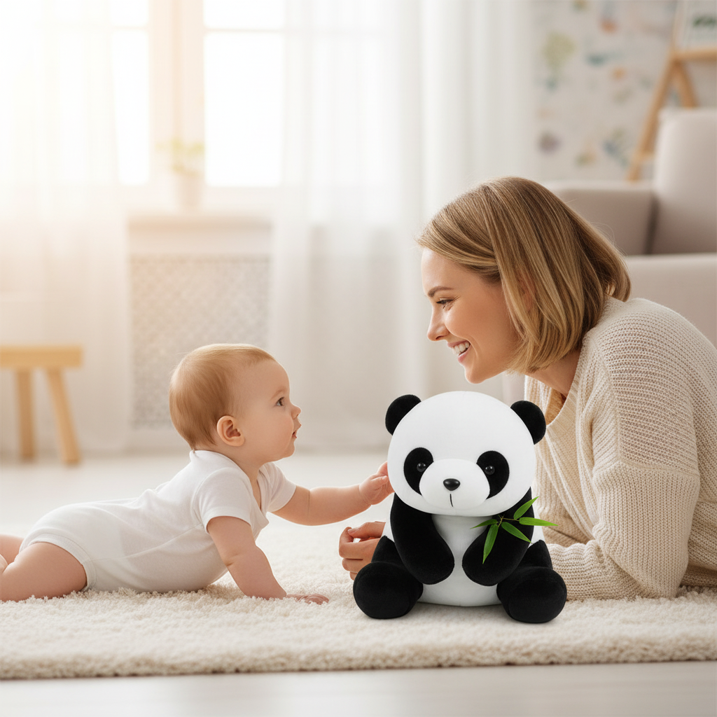 peluche pour bebe Maman pull beige tout-petit bras serre peluche