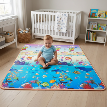 Grand Tapis Deveil Petit garçon sur tapis océan
