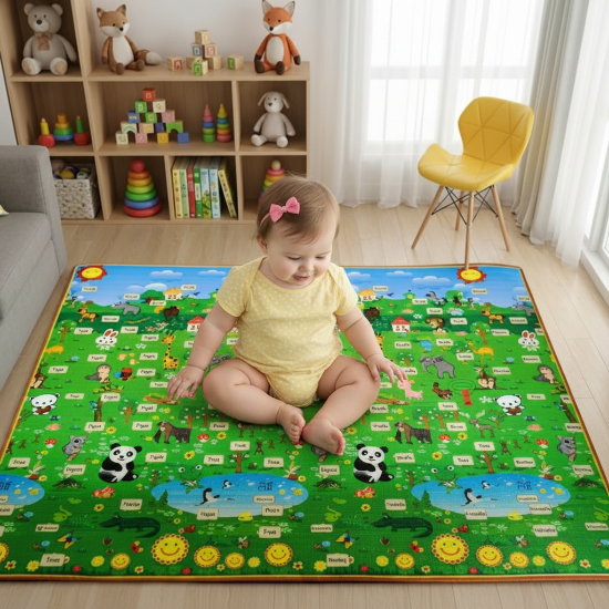 Grand Tapis Deveil Petite fille sur tapis jungle