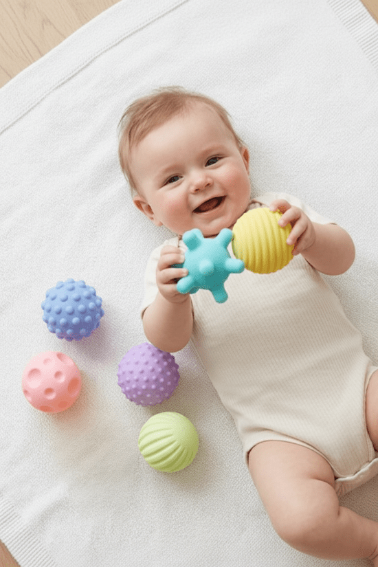 balles sensorielles bébé dos balles sensorielles silicone pastel rires