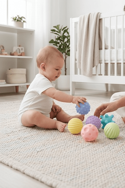 balles sensorielles bébé avec maman bébé chambre scandinave balles sensorielles pastel