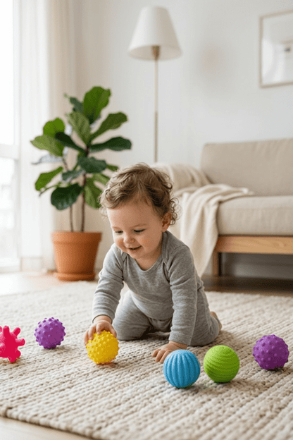 balle sensorielle bebe tout-petit boucles rampe balles sensorielles colorées salon