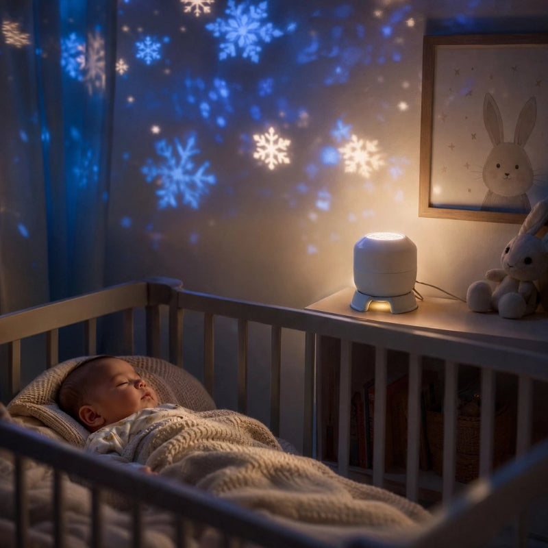 Projecteur enfant bebe smmeil profond avec etoiles et flocons 