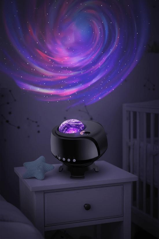 veilleuse aurore boreale  et Projecteur table de nuit galaxie
