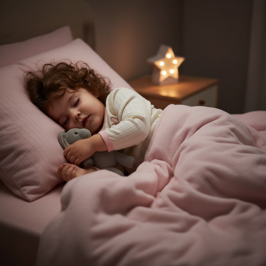pyjama coton bebe fille Fillette qui dort avec toutou