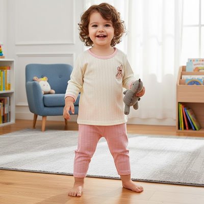pyjama coton bebe fille debout chevex boucler