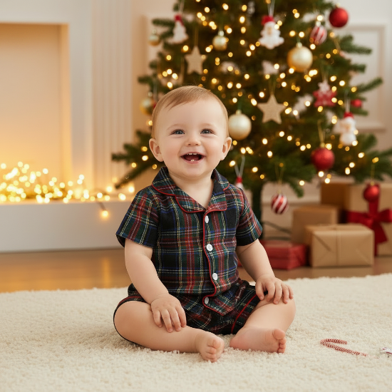 pyjama noel pour bebe
Bébé fille pyjama Noël noir rouge sapin fairy lights