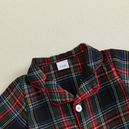 pyjama noel pour bebechemise et manche carreaux chemise noire vertes et rouge