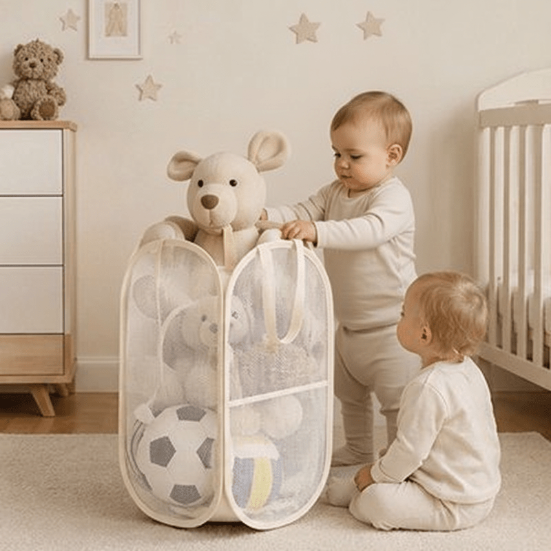 Rangement peluches bébé vertical