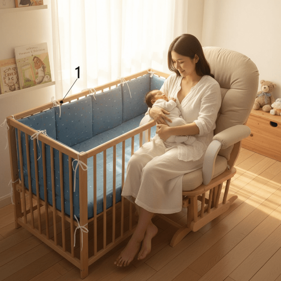 Tour de Lit Bleu Confo Poupon - 6 Coussins Doux
Scène maman-bébé