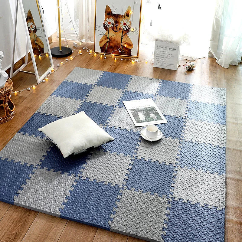 tapis d'éveil bébé fille bleu et gris