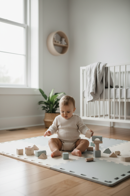 tapis d'éveil bébé montessori Bébé tapis gris crème