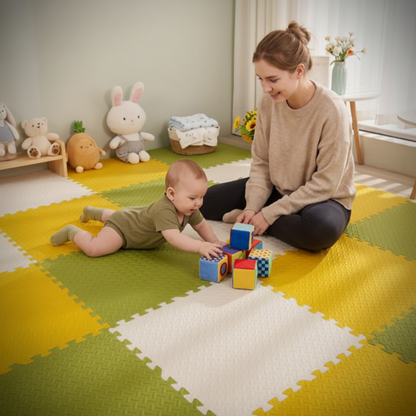 tapis d'éveil bébé montessori Tapis puzzle jaune-vert-blanc nursery