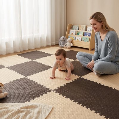 tapis d'éveil bébé montessori maman et bebe qui marche a 4 pattes
