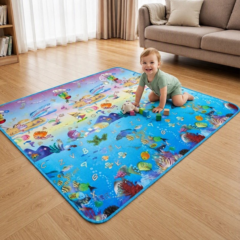 tapis en mousse bebe a quatre pattes sur tapis