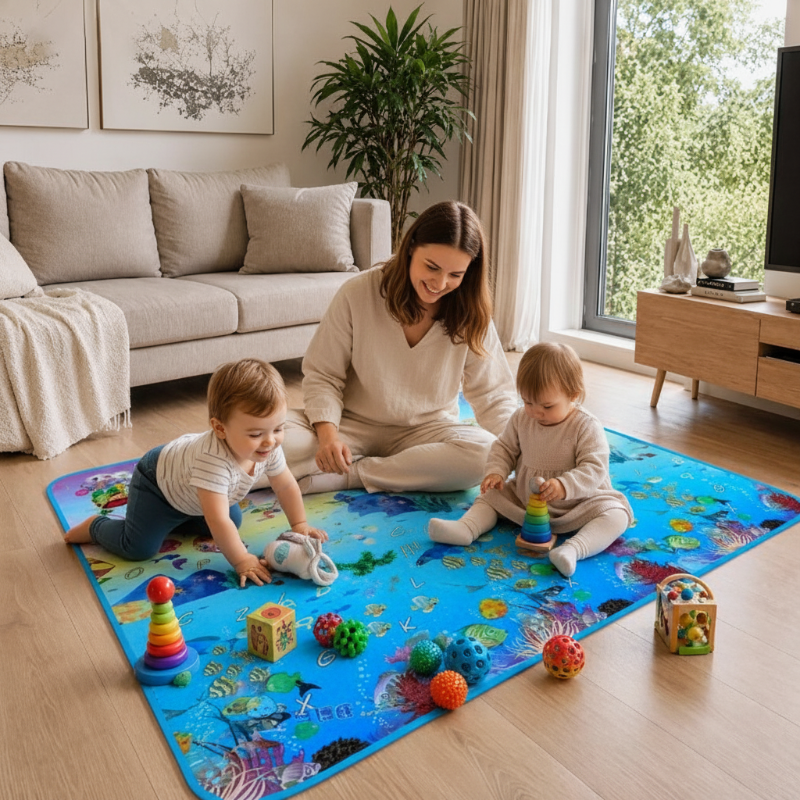 tapis en mousse bebe maman chambre avec famille salon